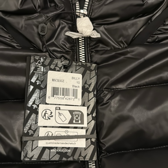 MACKAGE KIDS BILLY BLACK 10 - BRAND NEW KIDS UNISEX DOWN JACKET - Picture 4 of 6